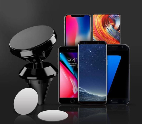 Magnetische Aluminiumhalterung für Telefon | 2 Platten im Set | M048-Schwarz