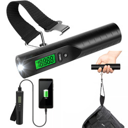 Elektronische Kofferwaage | Powerbank 3.000 mAh, Taschenlampe, Thermometer | bis 50 kg ±10 g | OSC-38