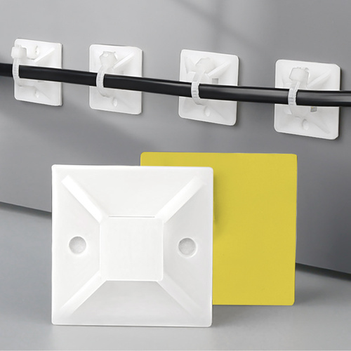 Kabel- und Leitungsorganizer Set | 10 Stück, mit Kabelbindern und Basis mit Schaumstoffklebeband, 40 mm | schwarz | KZ-D06-40MM