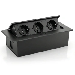 Einbau-Steckdosenleiste mit 3-fach Schutzkontakt und Erdung zum versenkten Einbau in Arbeitsplatten | JX-S267J