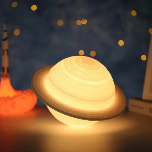 Tischlampe in Form von Saturn | Nachtlicht mit RGB-Fernbedienung | Farbwechselnde Kinderlampe | XK-D13