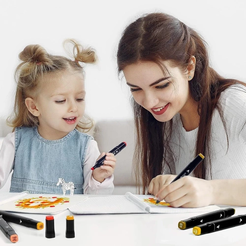 Filzstift-Set | 60 Stück, doppelseitige Marker, Aufbewahrungstasche | SMP-60PCS