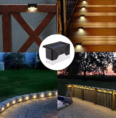 LED-Gartenleuchte Set | 4 Stück, solarbetrieben, zur Montage an Treppen, Zaun oder Geländer | BS-113