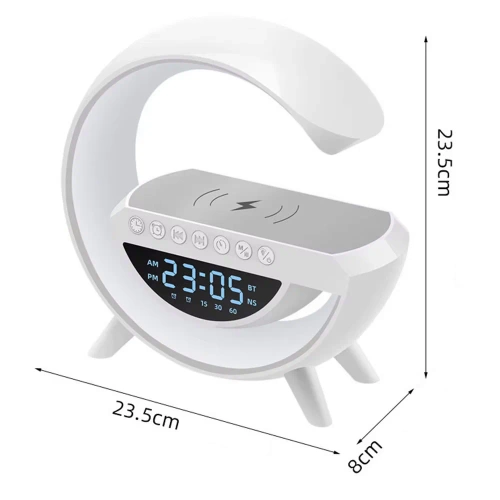 LED-Wecker mit kabelloser Ladefunktion, Bluetooth-Lautsprecher und RGB-Nachtlicht | Multifunktionsuhr | BT3401