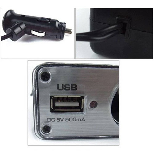 Zigarettenanzünder-Steckdose-Splitter | USB-Anschluss | 12V und 24V | C07-Schwarz
