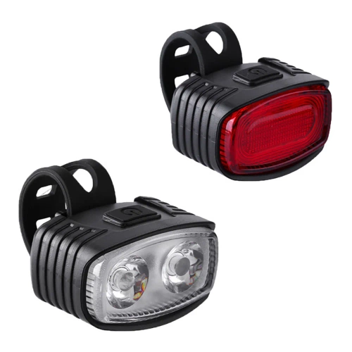 USB-LED-Fahrradlicht-Set – Vorne Weiß + Hinten Rot | Leistungsstarke Fahrradbeleuchtung| mit Batterie | BK-L8005