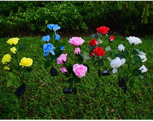 Solarblume | Solar-LED-Gartenlampe Weiße Rosen | 74 cm, 600 mAh | FLD-35-WHITE