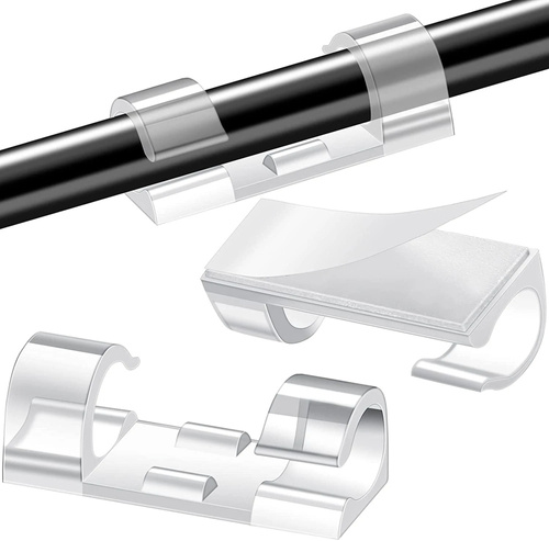 Set 10 Stück Kabel- und Draht-Organizer | Nano-Klips mit Klebeband | Transparent | KZ-D58