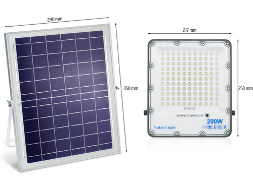 Set LED Fluter 200W + Solarpanel 6V/12W mit Fernbedienung | 3500 lm, 9000 mAh, IP66