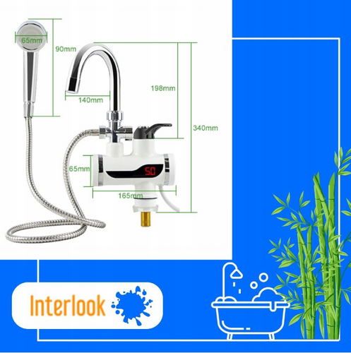 Elektrischer Duschbrausekopf mit Heizfunktion | einstellbar | Durchlauferhitzer mit Duschkopf | Weiß | RX-018D
