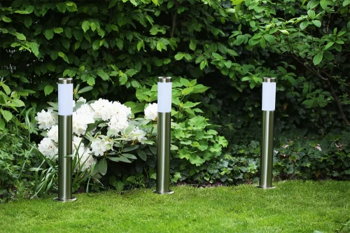 Garten Stehleuchte, runder Sockel für E27 Glühbirne | 230V Stromversorgung, Edelstahl | Inox, 65cm | LLR-65CM