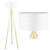 Weiße Stehlampe | Boho Beleuchtung für Wohnzimmer, Schlafzimmer | Weiße Stehlampe mit Holzgestell | DYT-L150