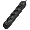 Steckdosenleiste 3 m | 4 Steckdosen + 3x USB | schwarz | LH-F04U