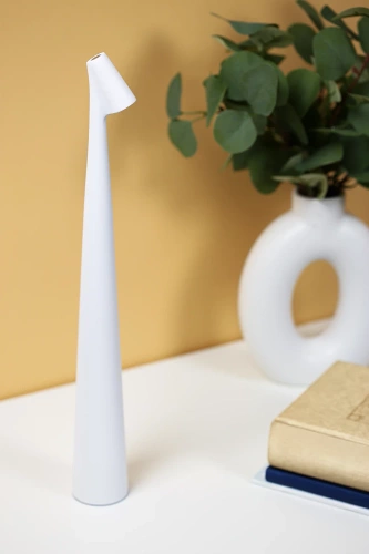 Tischlampe 43cm | Kabellose Nachtlampe mit integriertem Akku | Lampe mit Touch-Steuerung | HMS-455-WEISS
