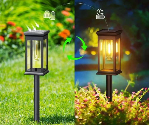 2x Solar-Gartenlampe LED | Elegante Säule 60 cm | HK-115A