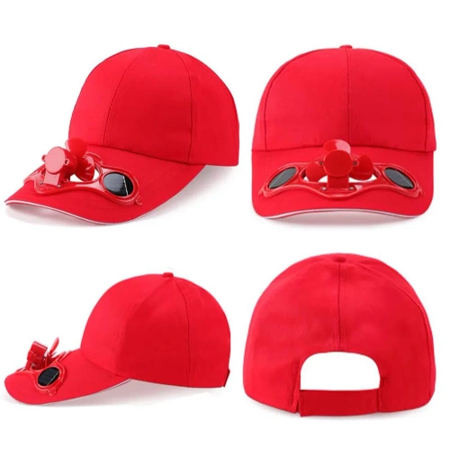 Solar-Cap mit integriertem Ventilator | verstellbare Größe | rot | SFH-8934-RED