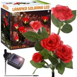 Solarblume | Solar-LED-Gartenlampe Rote Rosen | 74 cm, 600 mAh | FLD-35-RED