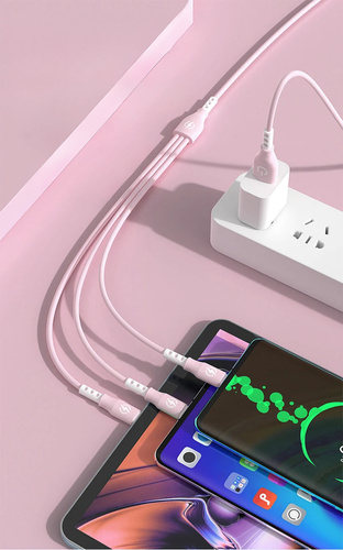 USB-Kabel mit drei Ladeanschlüssen | B2-3in1-pink