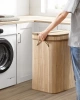 Wäschekorb aus Holz und Bambus | 100 l | zweigeteilter Wäschesammler, auch als Spielzeugbox geeignet | RYL-100L-LIBR