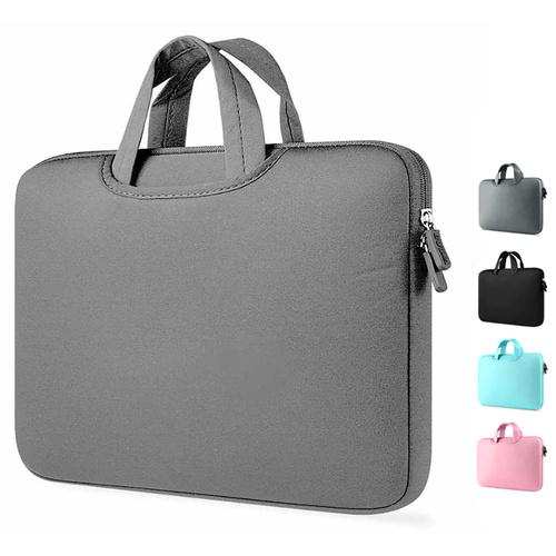 Neopren-Laptoptasche 15,6 Zoll | Griffe, zwei Seitentaschen | grau | BR04