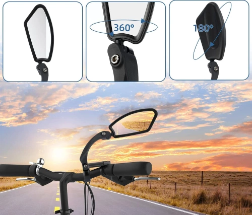 Fahrradspiegel für den Lenker | Rechter Rückspiegel für Roller | Schwenkspiegel | HSJ-210-Rechts