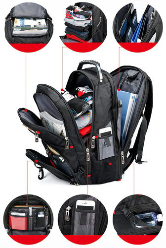 Multifunktionaler, großer Rucksack mit Laptopfach | 40l, USB- und Mini-Jack 3,5"-Anschluss, ballistisches Nylon 1680D | schwarz | BR10