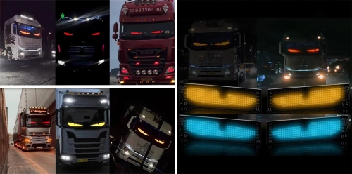 Programmierbares LED-Anzeigedisplay „Devil Eyes“ | 92 x 374 mm | RGB-Panel für Auto und Lkw | individuelle Texte und Animationen | HRP-1664