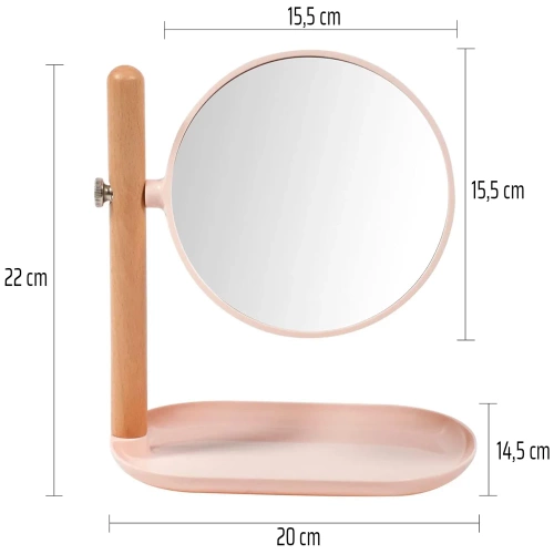 Rosa Kosmetikspiegel | Vergrößerungsspiegel für Make-up | Drehspiegel | STM-036-PINK