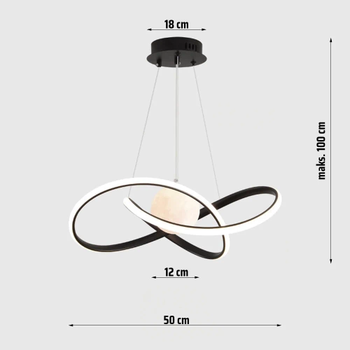 LED-Hängeleuchte 60W | Stilvolle Mond-3D-Lampe | RLT-50CM-60W-B