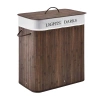Wäschekorb | 100 l | zweigeteilt, aus Bambus und Holz, geeignet als Spielzeugbox oder Wäschesammler für Bad | braun | ZYL-100L-DABR