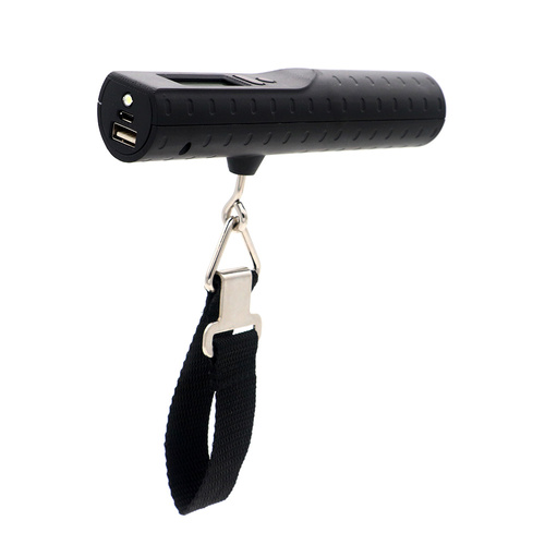 Elektronische Kofferwaage | Powerbank 3.000 mAh, Taschenlampe, Thermometer | bis 50 kg ±10 g | OSC-38