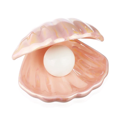 Keramik LED Lampe | Muschelförmige Nachtlichtlampe | Kabellose Tischlampe | BKD-140-PINK