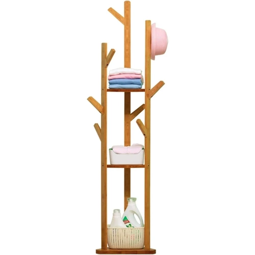 Kleiderständer mit Ablagen | heller bambus | BYY-502-YW