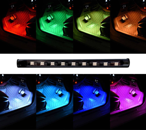 RGB-LED-Autoinnenbeleuchtung über USB | Bluetooth-Verbindung mit der Anwendung auf dem Telefon | 4x LED-Streifen 9 Dioden 5050 15cm | IR-Fernbedienung | Musikmodi