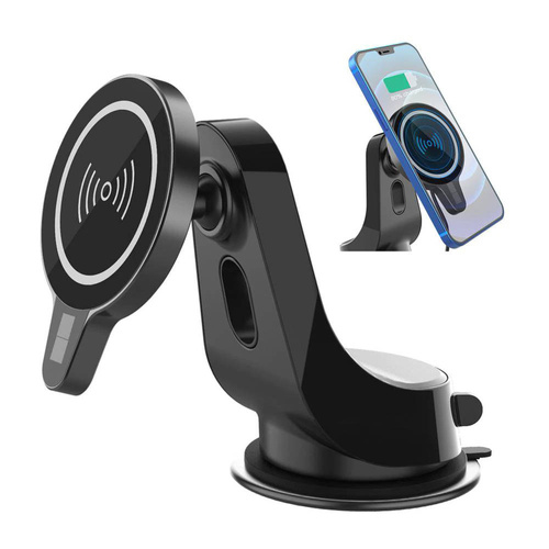 Autohalterung mit magnetischer Induktionsladung | Qi, MagSafe, 15W | für Windschutzscheibe oder Armaturenbrett | WH-10D