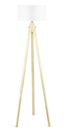 Weiße Stehlampe | Boho Beleuchtung für Wohnzimmer, Schlafzimmer | Weiße Stehlampe mit Holzgestell | DYT-L150