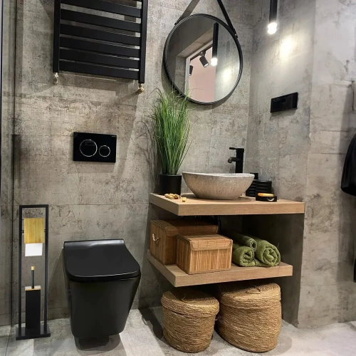 Badezimmer-Set 2-in-1 | WC-Bürste mit Toilettenpapierhalter und Papierständer | schwarz | GY-TB018-BLACK