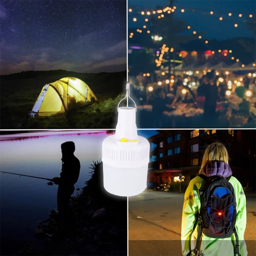 LED Campinglampe, Glühbirne mit Haken und Akku | HWL-007