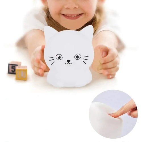 Silikon LED Nachtlicht Kätzchen | Tragbare Kinderlampe 9 Lichtfarben | USB wiederaufladbare Lampe | JL-228
