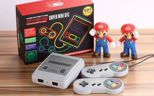 HD MINI Konsole | HDMI-Anschluss | 621 Spiele | TV-Spiel mit zwei Controllern | HD-SFC621