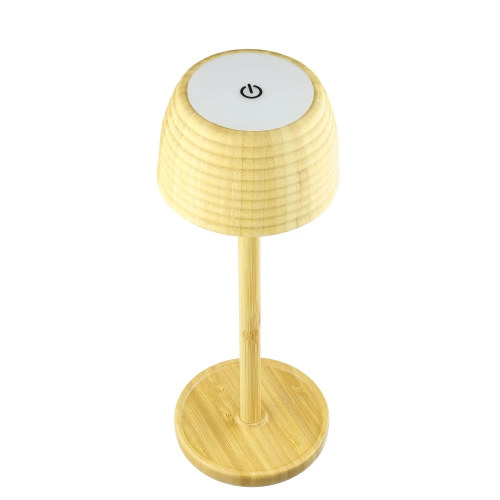 LED-Tischleuchte aus Bambus | Touch-Steuerung für Farbtemperatur | kabellose Nachttischleuchte mit integriertem 1.500 mAh Akku, USB-C | YG-VM41B