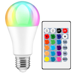 LED-Leuchtmittel | E27 Sockel | 16 Farben | Kugelform | IR-Fernbedienung | A60-RGB-9W