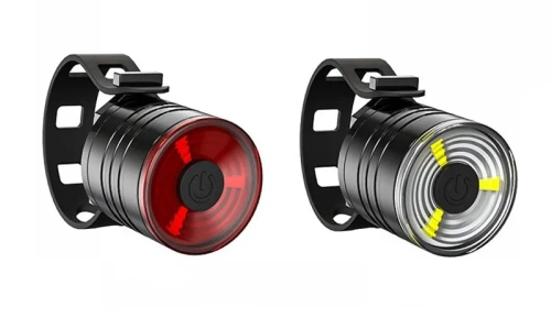 Kompakte LED Fahrradbeleuchtung vorne + hinten | LED-Fahrradlicht-Set, 3 Modi | BK-L319
