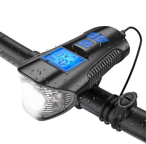 Vorderes Fahrradlicht | Eingebauter 120dB-Hupe | Fahrradcomputer-Funktion | 4 Beleuchtungsmodi, 300lm, 8 Stunden Betriebsdauer, 1500mAh | BL063