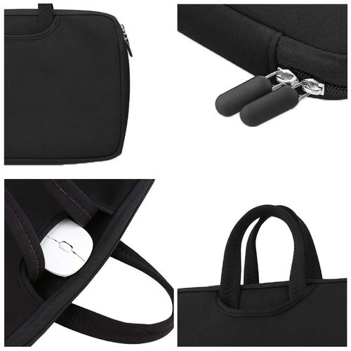 Neopren-Laptoptasche 15,6" mit Griffen, zwei Seitentaschen, schwarz, BR04