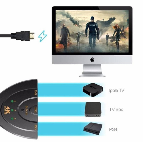 HDMI-Splitter 4K 3D | 3 Eingangsanschlüsse | HDMI-Kabel 0,5M | HPS-3P