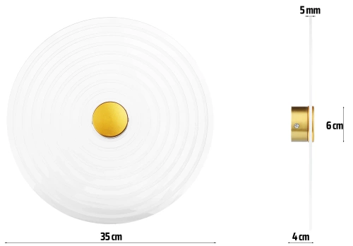 Runde Wandleuchte ⌀35 cm | Moderne Wandleuchte mit gerilltem Lampenschirm | WLC-D350