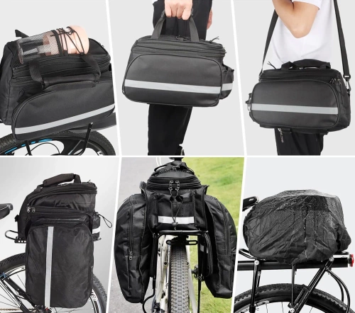 Wasserdichte Fahrradtasche für den Kofferraum 27L | Fahrradtasche mit Regenhülle und Reflektoren | Robuste 3-in-1 Fahrradtasche | ZTB-670