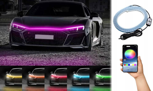 LED-Beleuchtung für das Auto | Bluetooth-Verbindung mit Telefonanwendung | schwebende Beleuchtung von Motorhaube, Türen, Schwellern | Länge 180 cm | LED-Optik-Tuning