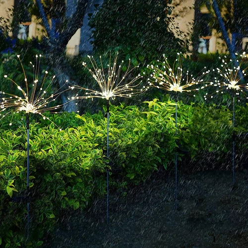 Solar-Gartenlaterne LED-Feuerwerk | 84cm, 600mAh, 200 LED-Lichter | LFW-B200-Warm